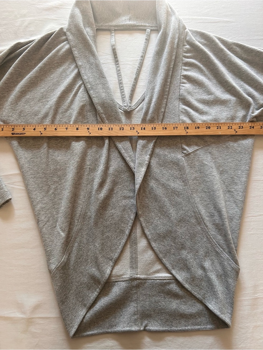 Zella Gray Open Back Dolman Sleeve Yoga Wrap Cardigan Medium - Picture 3 of 8
